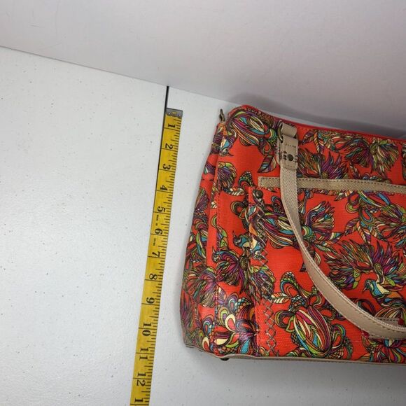 Sakroots Orange Bird Monogram Multicolor Satchel Shoulder Bag Womens Designer - Picture 11 of 12